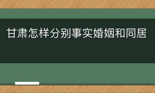 甘肃怎样分别事实婚姻和同居