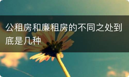 公租房和廉租房的不同之处到底是几种