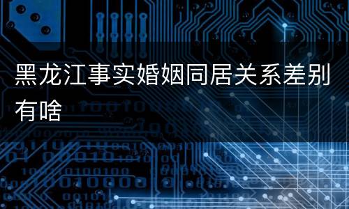 黑龙江事实婚姻同居关系差别有啥