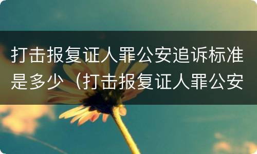 打击报复证人罪公安追诉标准是多少（打击报复证人罪公安追诉标准是多少钱）