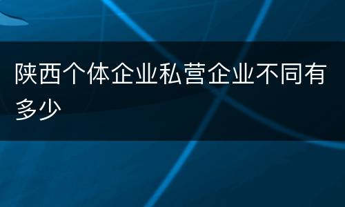陕西个体企业私营企业不同有多少