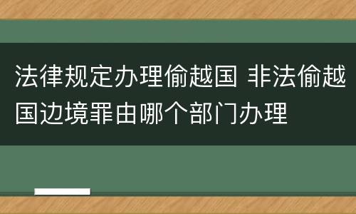 法律规定办理偷越国 非法偷越国边境罪由哪个部门办理