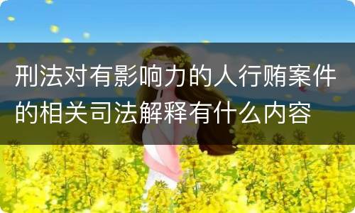刑法对有影响力的人行贿案件的相关司法解释有什么内容