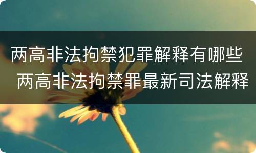两高非法拘禁犯罪解释有哪些 两高非法拘禁罪最新司法解释