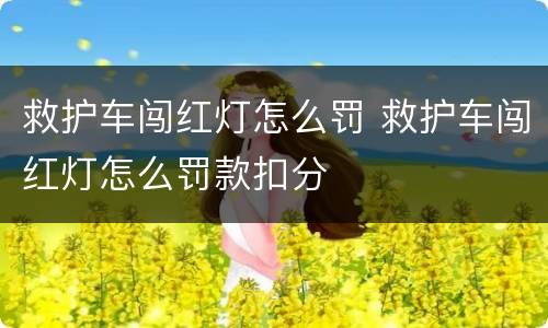 救护车闯红灯怎么罚 救护车闯红灯怎么罚款扣分