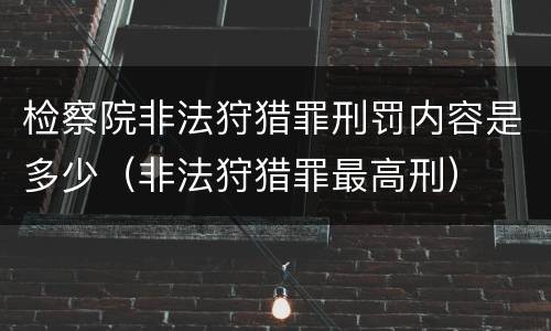 检察院非法狩猎罪刑罚内容是多少（非法狩猎罪最高刑）