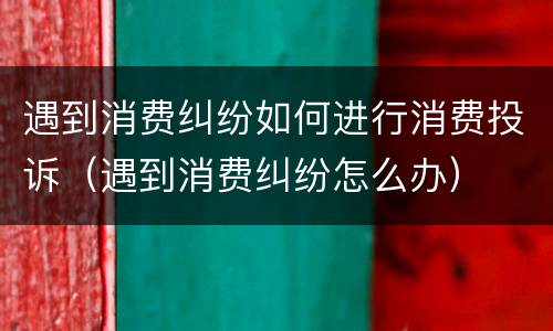 遇到消费纠纷如何进行消费投诉（遇到消费纠纷怎么办）