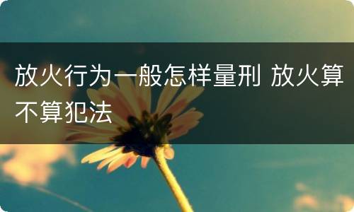 放火行为一般怎样量刑 放火算不算犯法