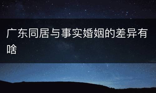 广东同居与事实婚姻的差异有啥