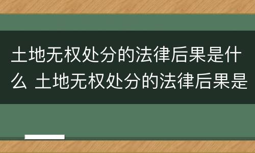 土地无权处分的法律后果是什么 土地无权处分的法律后果是什么呢