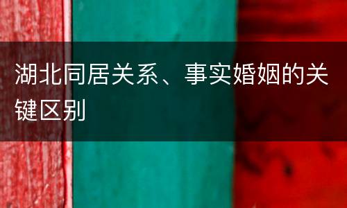 湖北同居关系、事实婚姻的关键区别