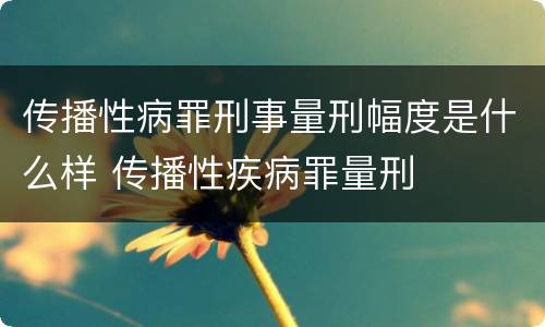 传播性病罪刑事量刑幅度是什么样 传播性疾病罪量刑