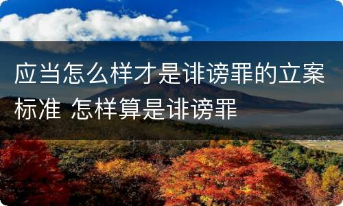 应当怎么样才是诽谤罪的立案标准 怎样算是诽谤罪
