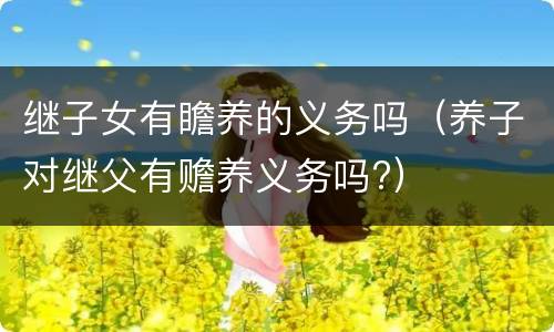 继子女有瞻养的义务吗（养子对继父有赡养义务吗?）
