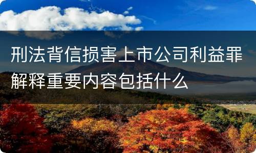 刑法背信损害上市公司利益罪解释重要内容包括什么