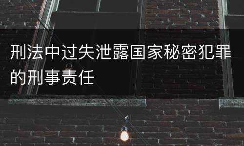 刑法中过失泄露国家秘密犯罪的刑事责任