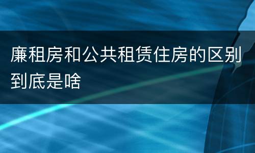 廉租房和公共租赁住房的区别到底是啥