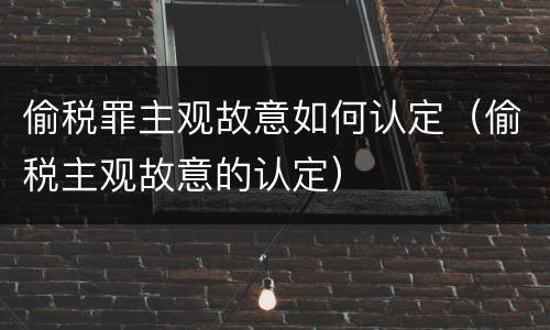偷税罪主观故意如何认定（偷税主观故意的认定）