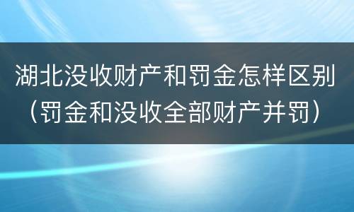 湖北没收财产和罚金怎样区别（罚金和没收全部财产并罚）