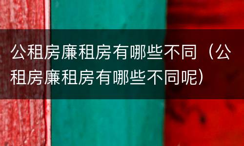 公租房廉租房有哪些不同（公租房廉租房有哪些不同呢）