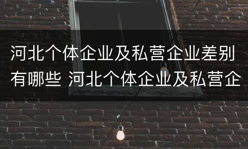 河北个体企业及私营企业差别有哪些 河北个体企业及私营企业差别有哪些方面