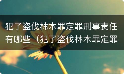 犯了盗伐林木罪定罪刑事责任有哪些（犯了盗伐林木罪定罪刑事责任有哪些规定）