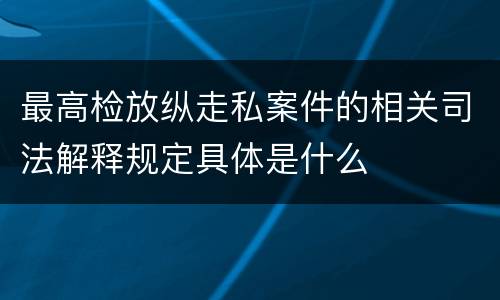 最高检放纵走私案件的相关司法解释规定具体是什么