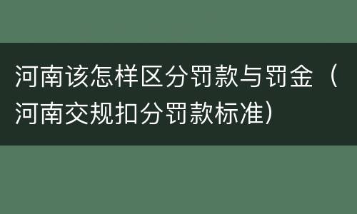 河南该怎样区分罚款与罚金（河南交规扣分罚款标准）
