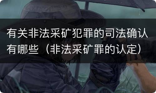 有关非法采矿犯罪的司法确认有哪些（非法采矿罪的认定）