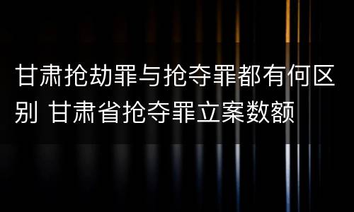 甘肃抢劫罪与抢夺罪都有何区别 甘肃省抢夺罪立案数额