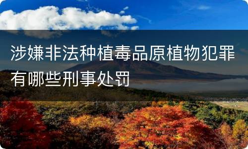 涉嫌非法种植毒品原植物犯罪有哪些刑事处罚