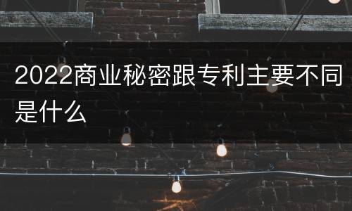 2022商业秘密跟专利主要不同是什么