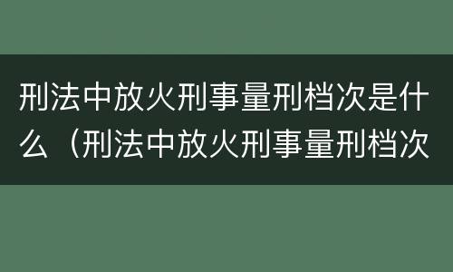 刑法中放火刑事量刑档次是什么（刑法中放火刑事量刑档次是什么意思）