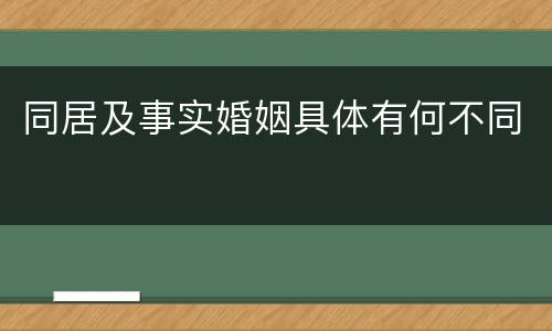 同居及事实婚姻具体有何不同