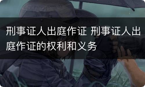刑事证人出庭作证 刑事证人出庭作证的权利和义务