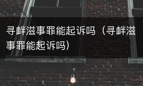 寻衅滋事罪能起诉吗（寻衅滋事罪能起诉吗）