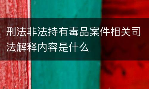 刑法非法持有毒品案件相关司法解释内容是什么