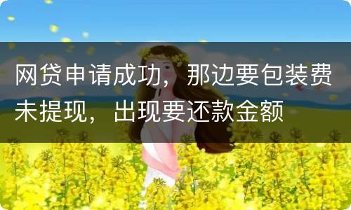 网贷申请成功，那边要包装费未提现，出现要还款金额