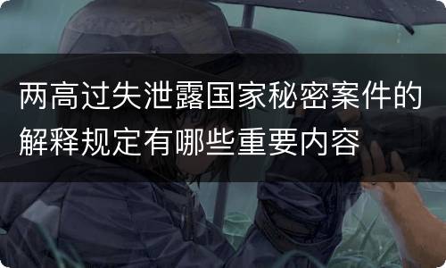 两高过失泄露国家秘密案件的解释规定有哪些重要内容