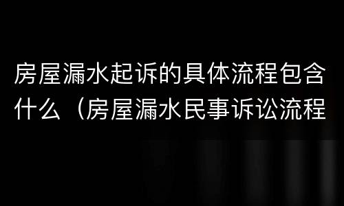 房屋漏水起诉的具体流程包含什么（房屋漏水民事诉讼流程）