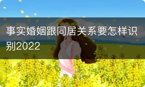 事实婚姻跟同居关系要怎样识别2022