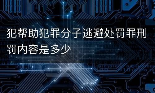 犯帮助犯罪分子逃避处罚罪刑罚内容是多少