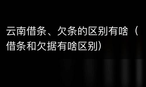 云南借条、欠条的区别有啥（借条和欠据有啥区别）