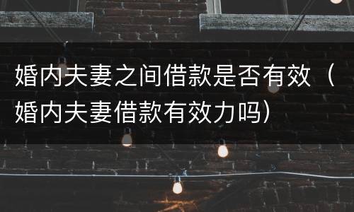 婚内夫妻之间借款是否有效（婚内夫妻借款有效力吗）