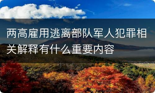 两高雇用逃离部队军人犯罪相关解释有什么重要内容