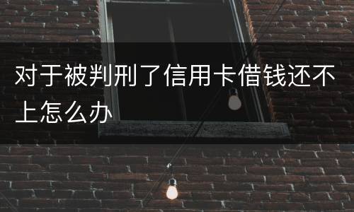 对于被判刑了信用卡借钱还不上怎么办