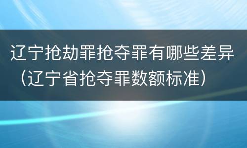 辽宁抢劫罪抢夺罪有哪些差异（辽宁省抢夺罪数额标准）
