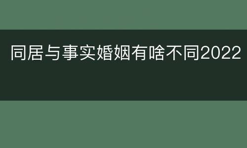 同居与事实婚姻有啥不同2022