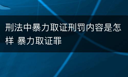 刑法中暴力取证刑罚内容是怎样 暴力取证罪