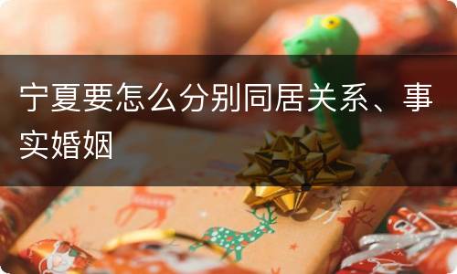 宁夏要怎么分别同居关系、事实婚姻